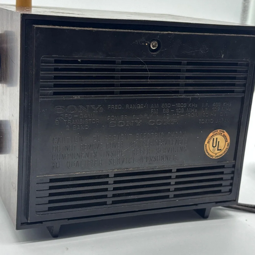 Vintage 1969 Sony 7FC-34W AM/FM Solid State Alarm Clock Radio Tested Working